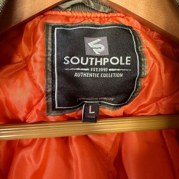 Southpole Bomber Puffer Jacket Military Green Y2K Size L - Picture 6 of 7